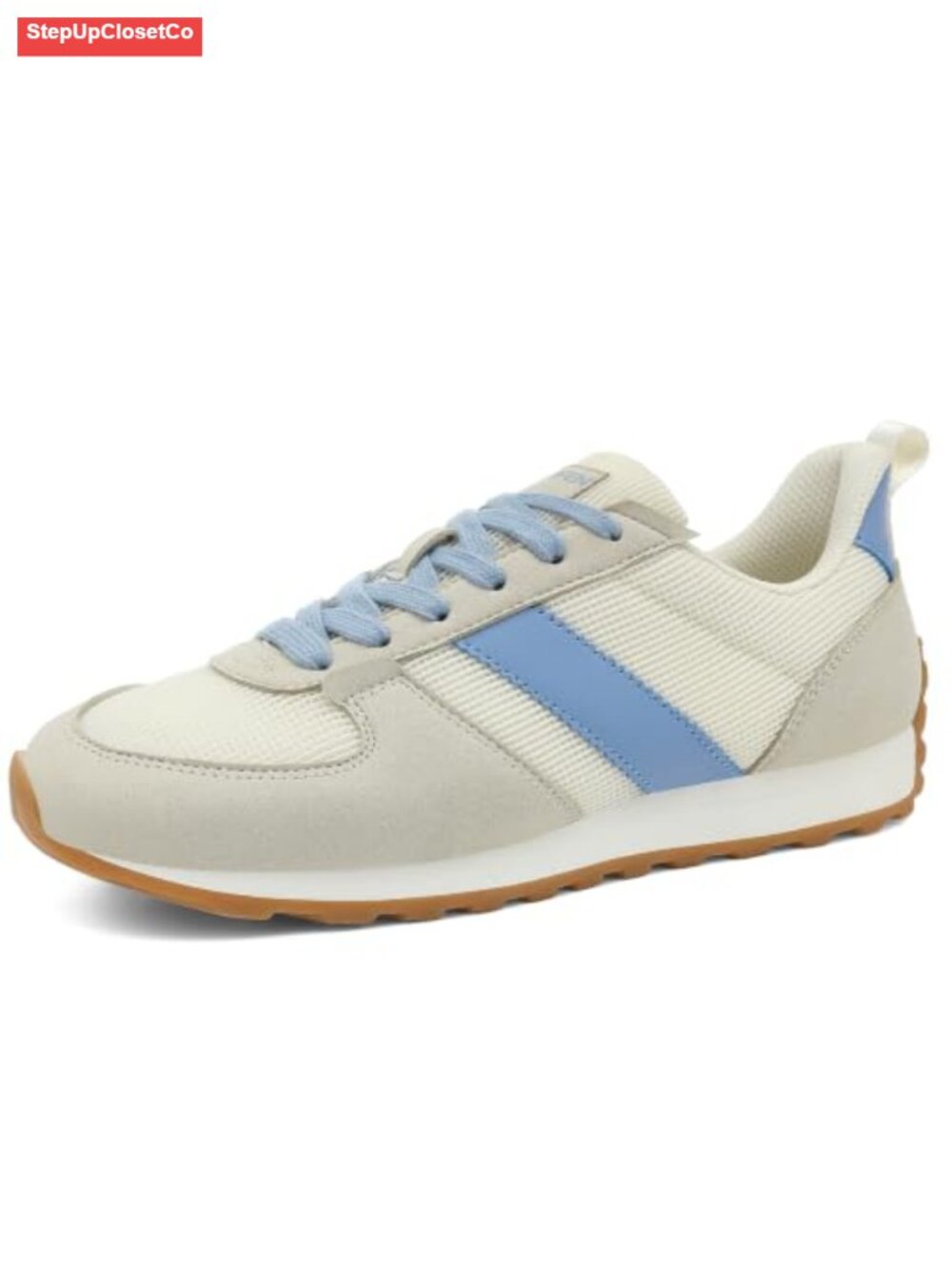 Womens Retro Sneakers Microfiber Suede Mesh Lace-Up Walking Shoes
